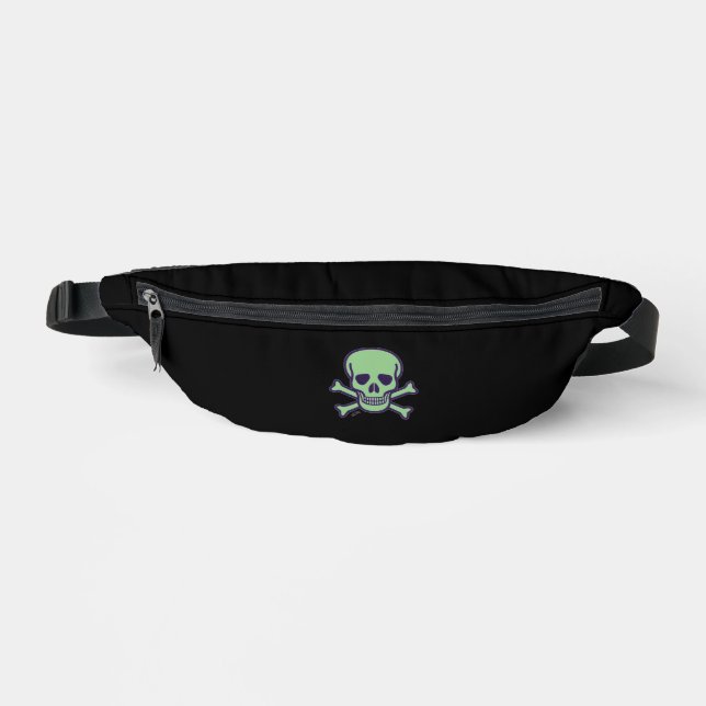 Grüne Schädel Bauchtasche schwarz (Vorderseite)