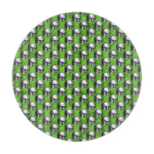 Grüne Schädel und Sonnenblumen, Design 6 Schneidebrett