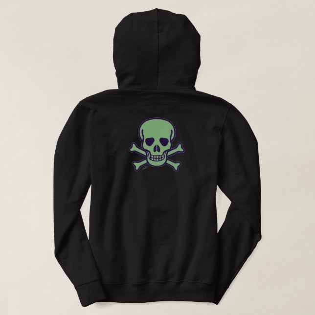 Grüne Schädelmännchen schwarzer Schuhe Hoodie (Design Rückseite)