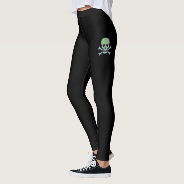 Grüne Schädelschwarze Leggings (Links)