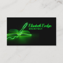 Grüne Schaffenslinien: Stift und Buch Visitenkarte