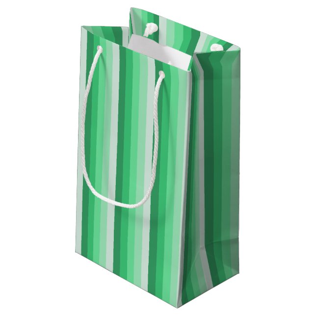 Grüne Schattenstreifen Kleine Geschenktüte (Rückseite Schrägansicht)