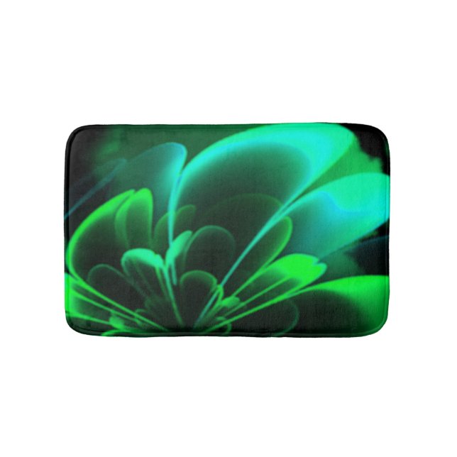 Grüne Schattierungen Stilisierte Blume Half Coroll Badematte (Vorderseite)