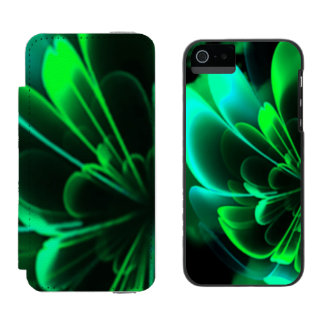 Grüne Schattierungen Stilisierte Blume Half Coroll Incipio Watson™ iPhone 5 Geldbörsen Hülle