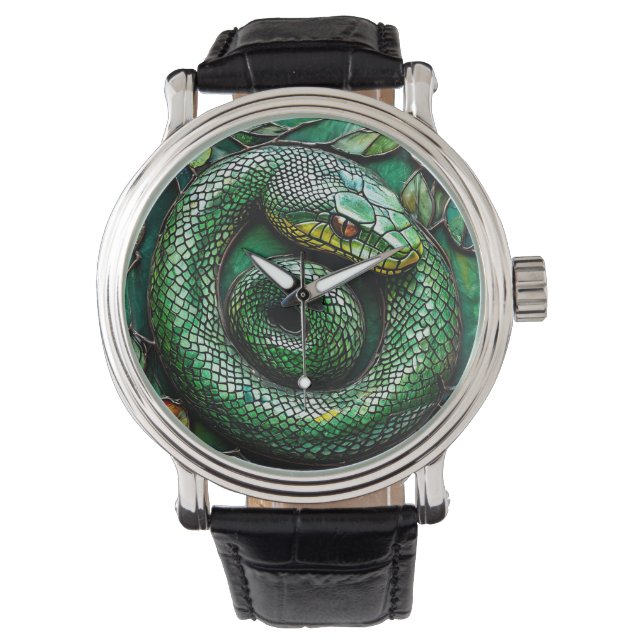 Grüne Schlange Armbanduhr (Vorderseite)