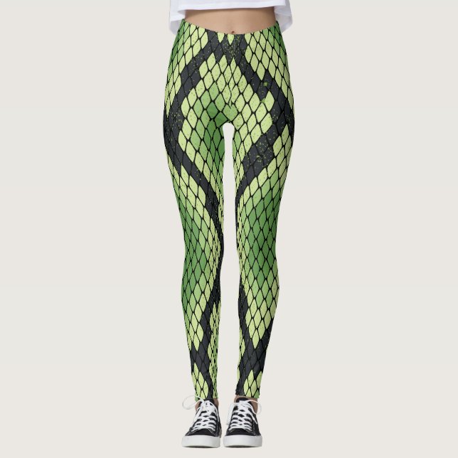 Grüne Schlange Leggings (Vorderseite)
