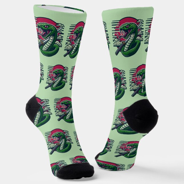 Grüne Schlange Socken (Gewinkelt)