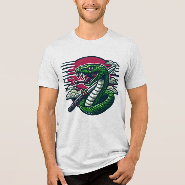 Grüne Schlange Tri-Blend Shirt (Vorderseite)