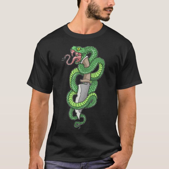Grüne Schlange und Dagger antike T-Shirt (Vorderseite)