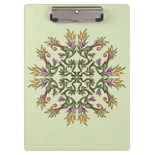 Grüne Schlangen Floral Mandala Botanische Fantasie Klemmbrett