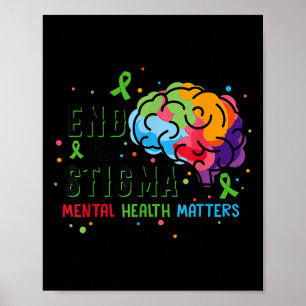Grüne Schleife beenden die Stigma Mental Health Aw Poster