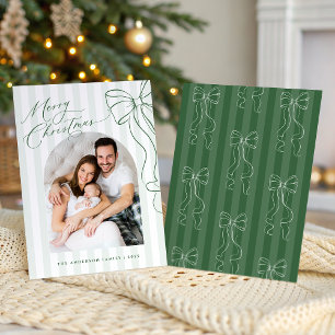 Grüne Schleife Frohe Weihnachten Fotokarte