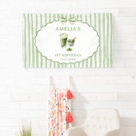 Grüne Schleifenstreifen Matcha Geburtstag Banner