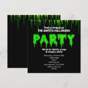 Grüne Schleim-Spaß-Halloween-Party-Einladungen Einladung