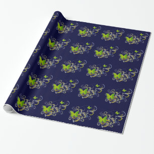 Grüne Schmetterlinge Geschenkpapier