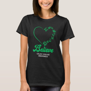 Grüne Schmetterlinge Herz glauben Celiac-Krankheit T-Shirt