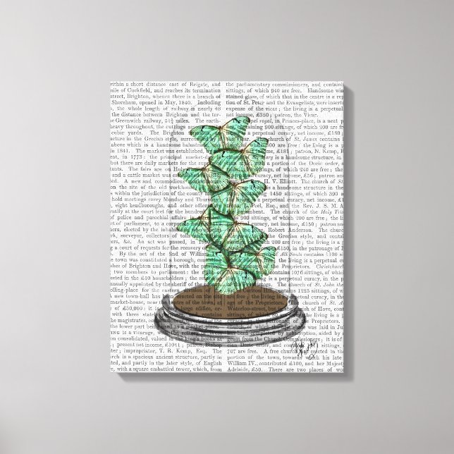 Grüne Schmetterlinge in Bell Jar Leinwanddruck (Vorderseite)