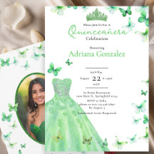 Grüne Schmetterlinge Kleid Tiara Foto Quinceanera