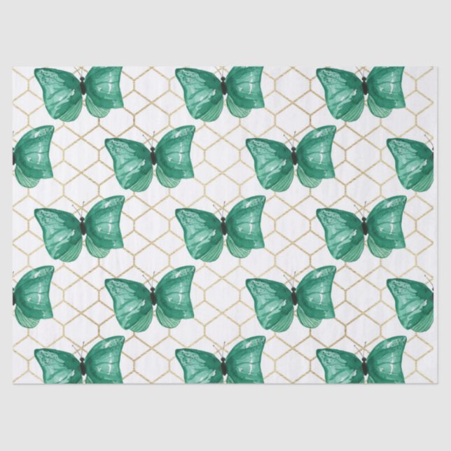 Grüne Schmetterlinge Seidenpapier (Vorderseite)