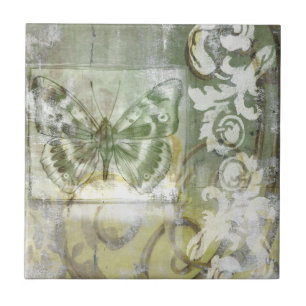 Grüne Schmetterlings-Einfügung mit Ironwork-Tor Fliese