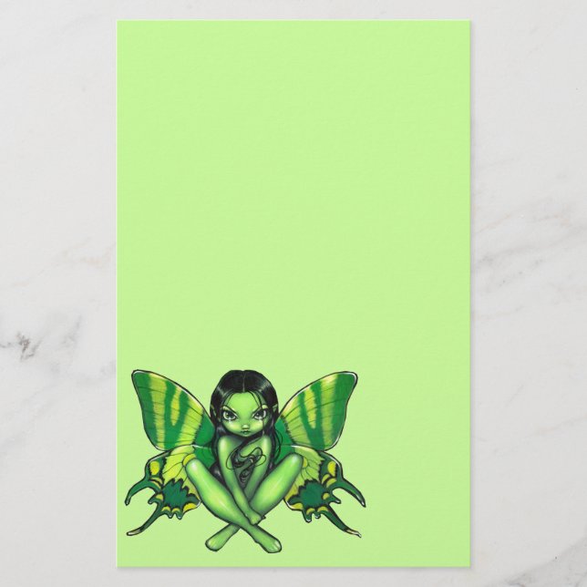 "Grüne Schmetterlings-Fantasie-" Briefpapier (Vorderseite)