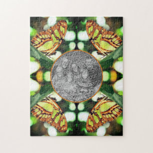 Grüne Schmetterlingsrahmen schaffen Ihr eigenes Fo Puzzle