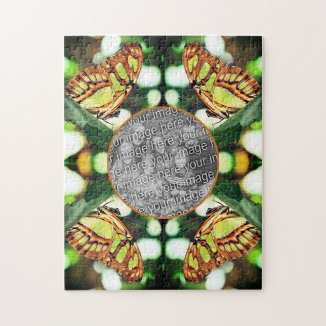 Grüne Schmetterlingsrahmen schaffen Ihr eigenes Fo Puzzle (Vertikal)