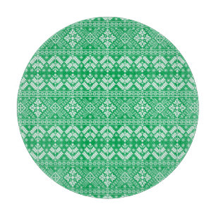 Grüne Schneeflocke & Florale Fair Isle Weihnachten Schneidebrett