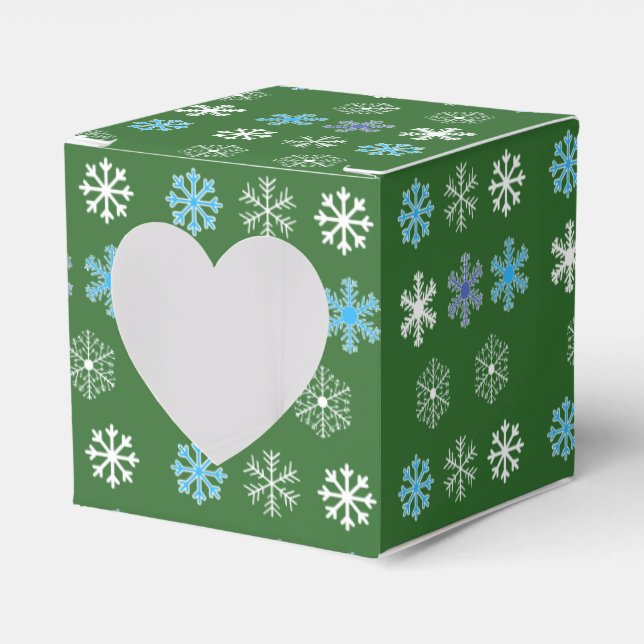 Grüne Schneeflocke Geschenkschachtel (Vorderseite)