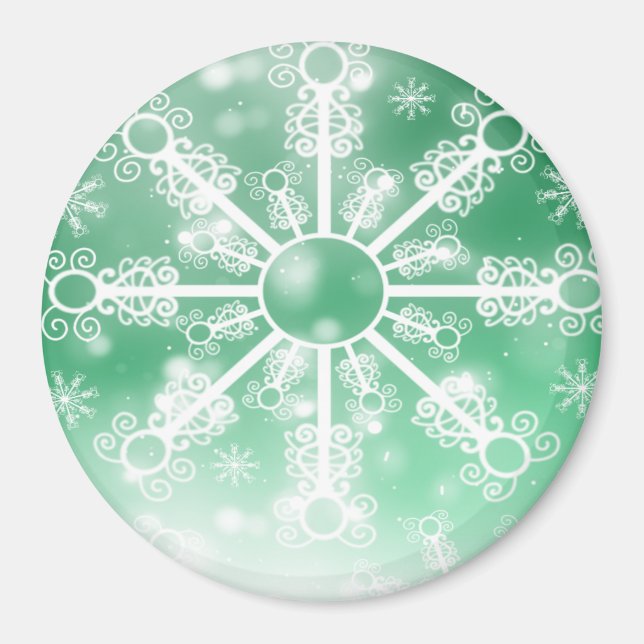 Grüne Schneeflocke Magnet (Vorne)