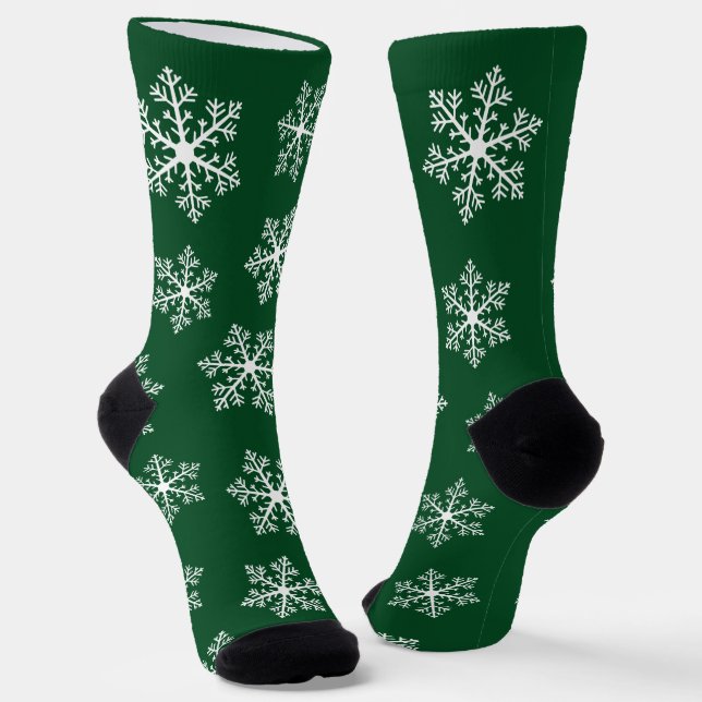 Grüne Schneeflocken-Crews Socken (Gewinkelt)