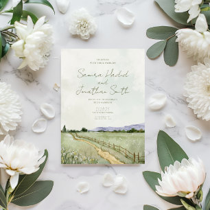 Grüne schöne Landschaft Hochzeit Einladung