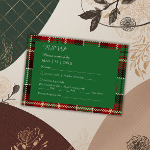 grüne schottische Landhochzeit RSVP Karte