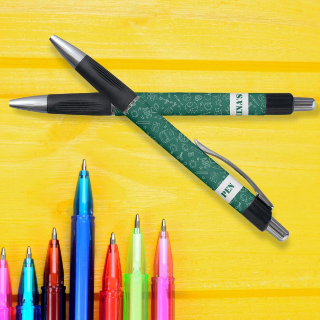 Grüne Schulelemente Pencil-personalisiert Kugelschreiber (Green School elements Pencil pattern personalized Pen)