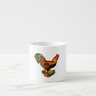 Grüne Schwanzfedern vom Hahn im Vintage-Stil Espressotasse