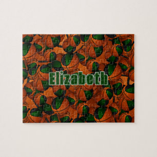 Grüne schwarze Basketball-Girls Mannschaftsfarben Puzzle