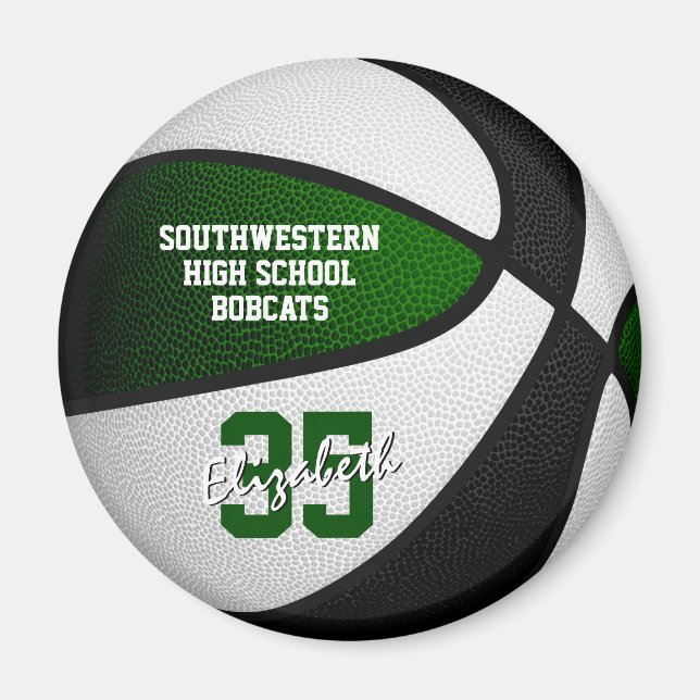 Grüne schwarze Basketball-Mannschaftsfarben Magnet (Vorne)