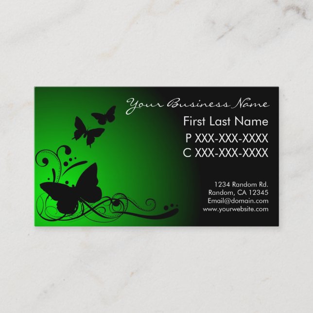 Grüne schwarze Fackelkarten für Wirbel Visitenkarte (Vorderseite)