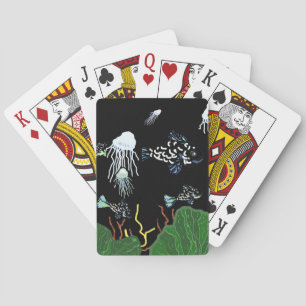 Grüne schwarze Fisch-Quallen-Spielkarten Spielkarten