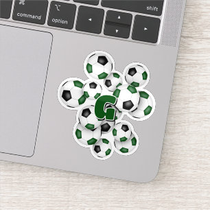 grüne schwarze Fußball-Sticker mit Monogramm Aufkleber