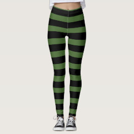 Grüne schwarze gestreifte Hexe Halloween Legging Leggings