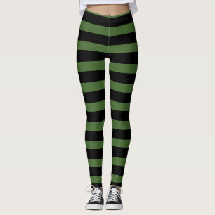 Grüne schwarze gestreifte Hexe Halloween Legging Leggings