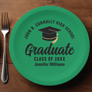 Grüne Schwarze Graduate Personalisiert Graduate Pa Pappteller