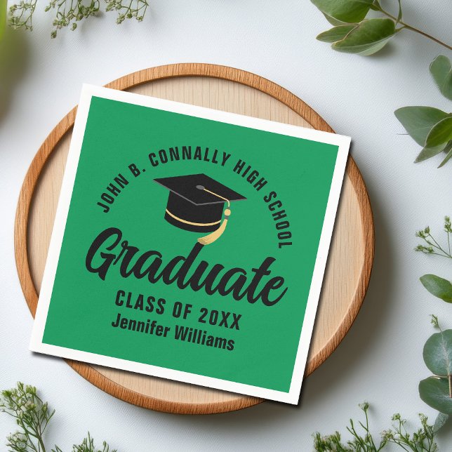 Grüne Schwarze Graduate Personalisiert Graduate Pa Serviette (Von Creator hochgeladen)