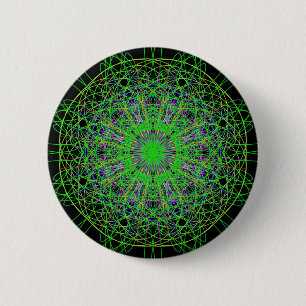 Grüne schwarze Kaleidoskop-Mandala-Kunst Button