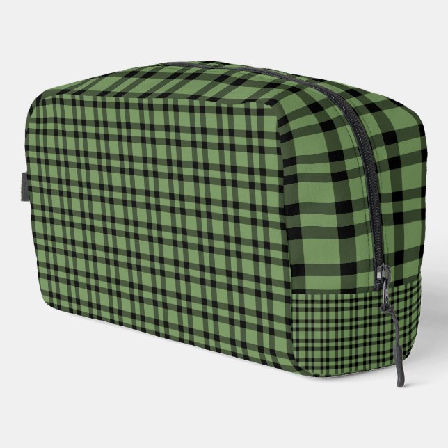Grüne schwarze Karo-Muster-Kosmetiktasche Waschbeutel (Rechte Ecke)