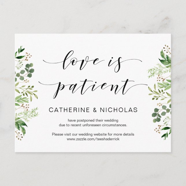 Grüne, schwarze, moderne Hochzeitsfeier Postkarte (Vorderseite)