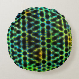 Grüne, schwarze Polka-Punkte erzeugen Formen, Scha Rundes Kissen