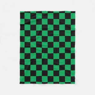 Grüne schwarze Schachbretter Fleecedecke