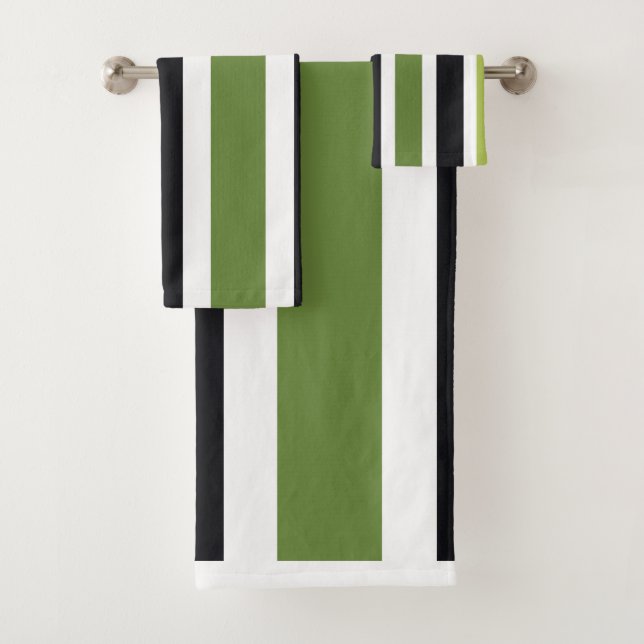 Grüne schwarze Streifen Badhandtuch Set (Insitu)